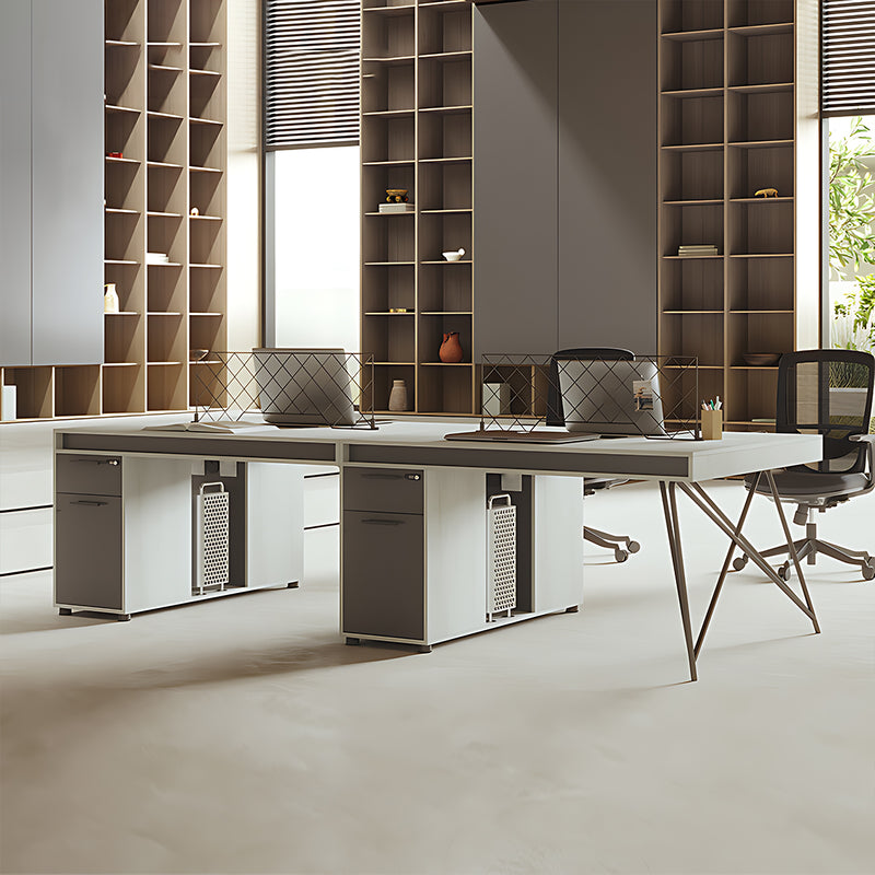 Modern Office Desk Steel Frame E1 Board Lockable Drawer CPU Cabinet