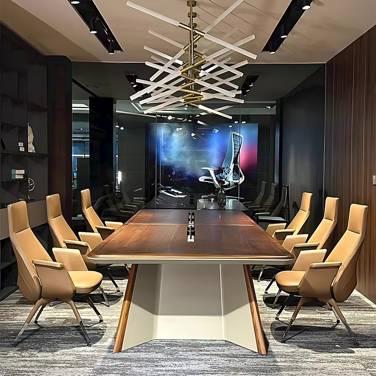 Elegant Modern Conference Table with Practical Cable Management Box