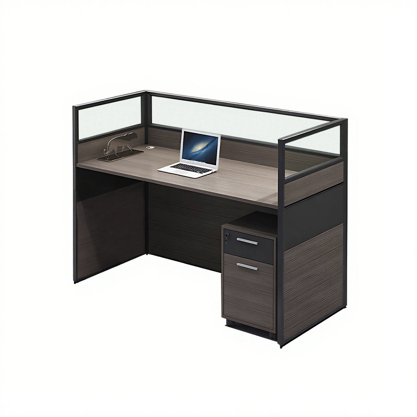 Minimalist Office Desk with Screen Partition, Four Seater