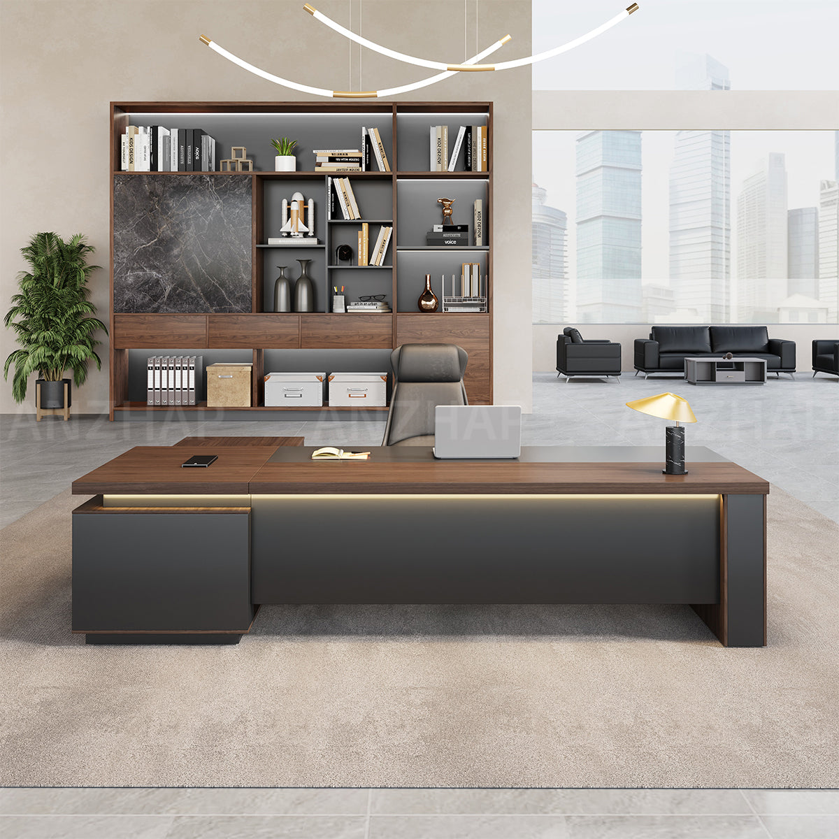 Timeless L-shaped Executive Desk with Spacious Legroom