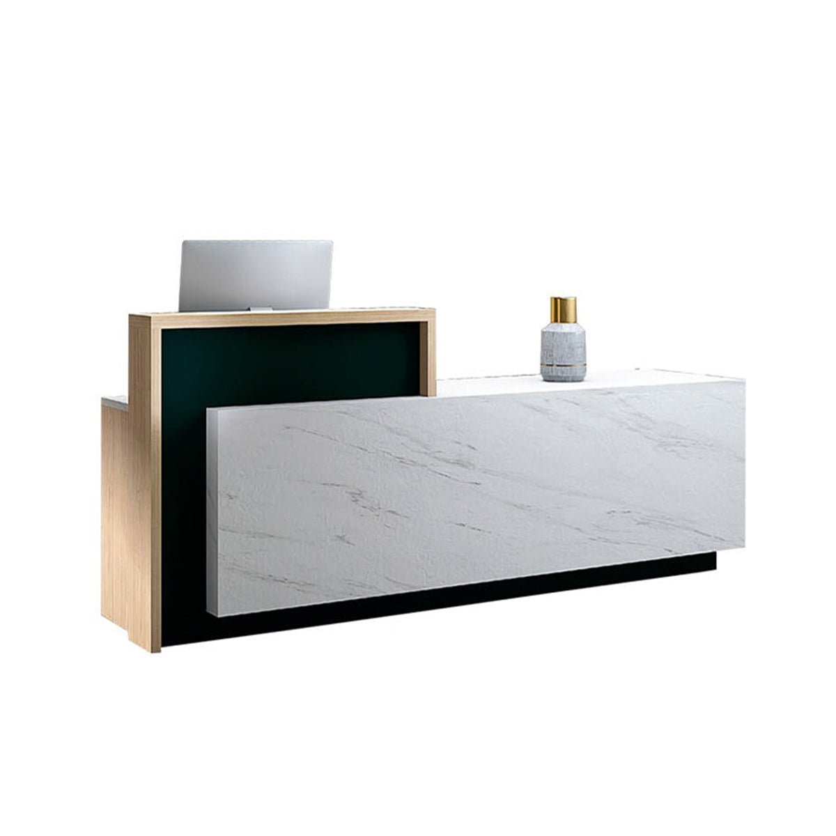 Reception Desk 71–126 in Wide with File Drawers & Marble Top