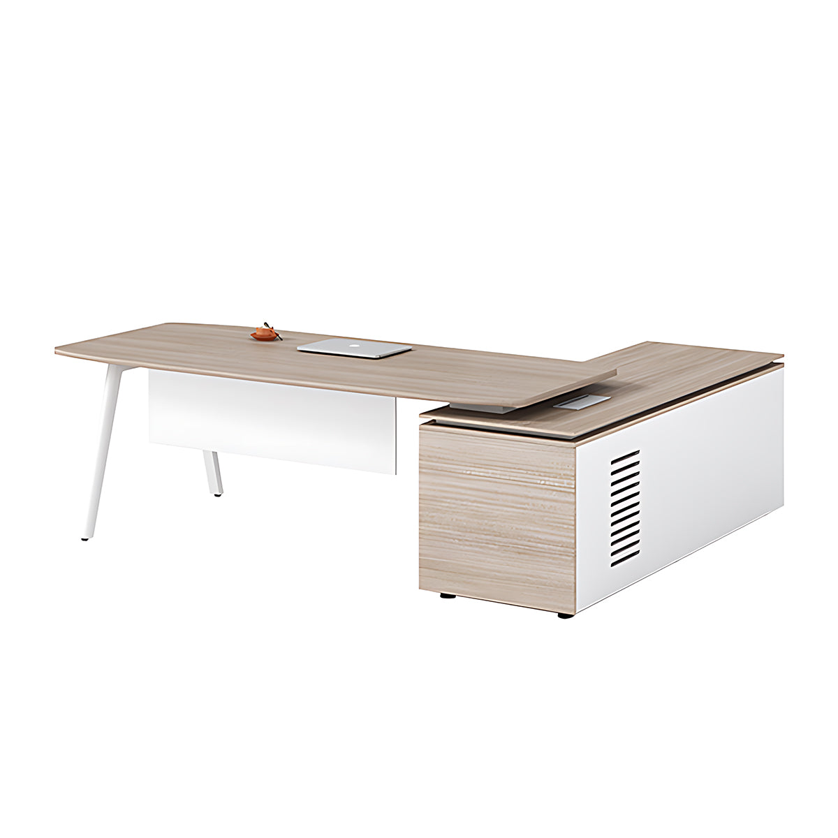 Minimalist Functional Executive Desk with White Privacy Panel