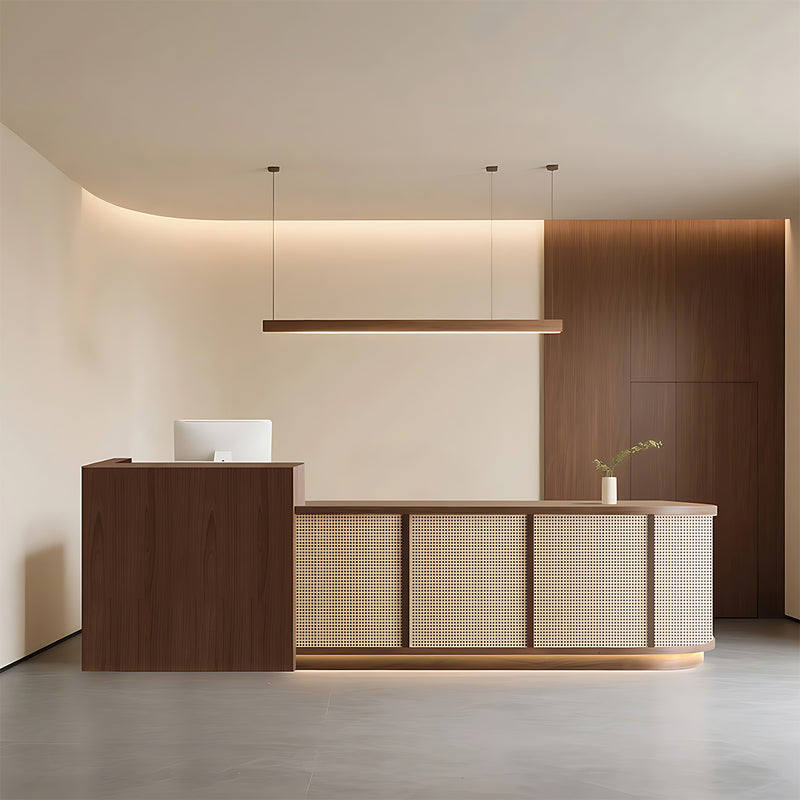 Minimalist Rattan Front Desk Lockable Storage Keyboard Tray