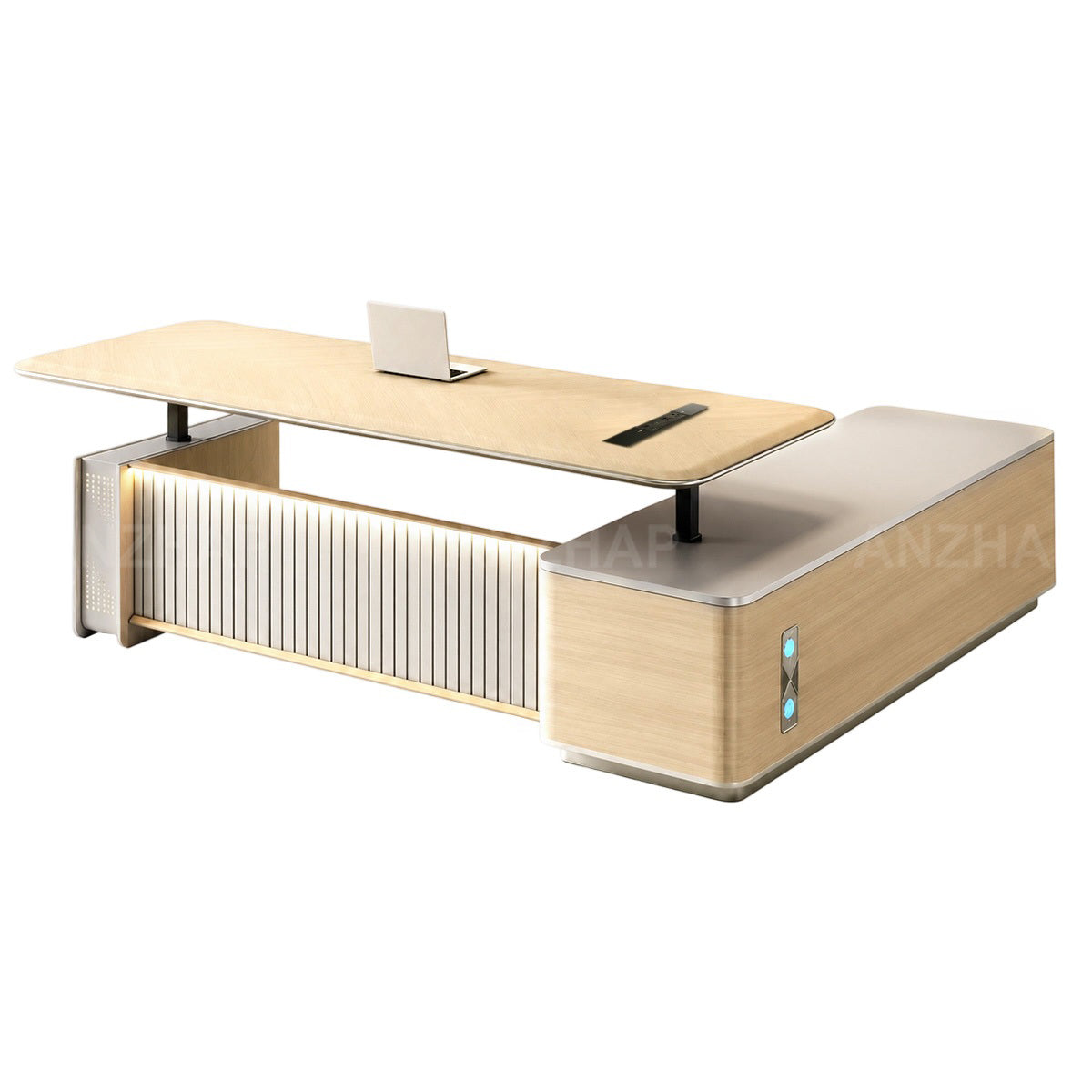 Electric Sit-Stand Executive Desk with Power, Storage & CPU Compartment