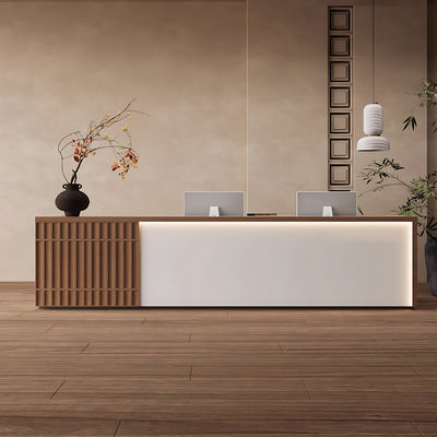 Chinese Style Reception Desk with Double Storage Layers for Offices and Cafes