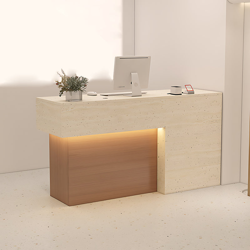 High-End Modern Reception Desk with Elegant LED Lighting and Thickened Desktop