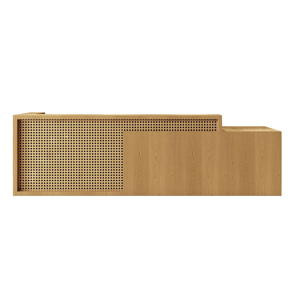 Reception Desk, Wood-Toned Right Transaction Counter, Wood-Toned finish, L59" x W24" x H39", for reception area or front office, commercial reception...