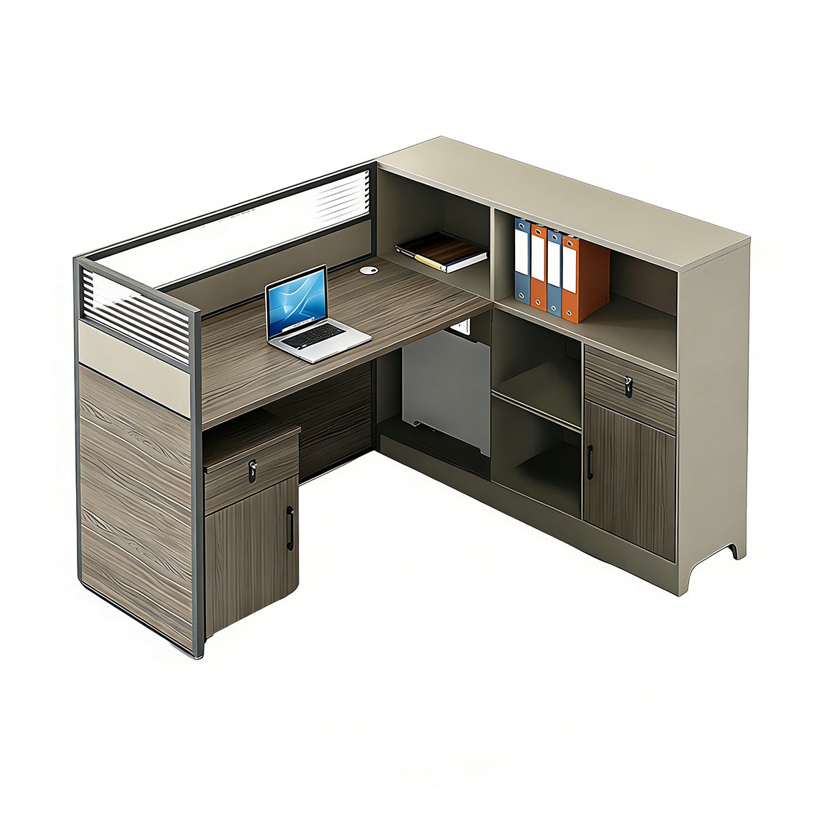 Contemporary Minimalist Multi-functional Office Desk with Partition Design