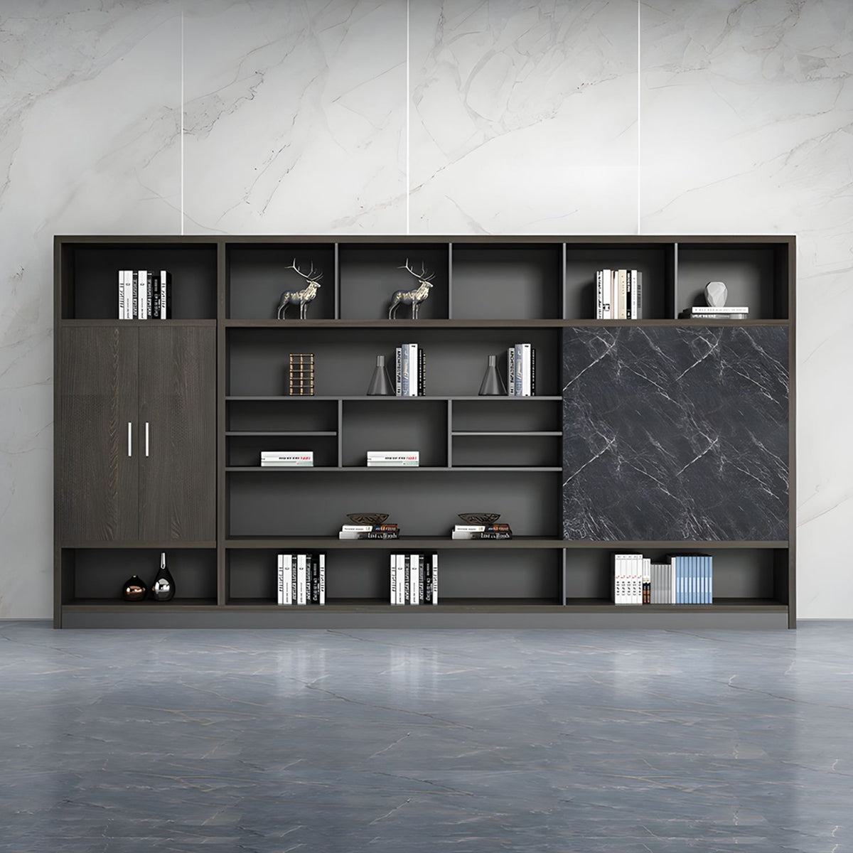 Stylish Storage Cabinet with Push-to-Open Compartments for Office