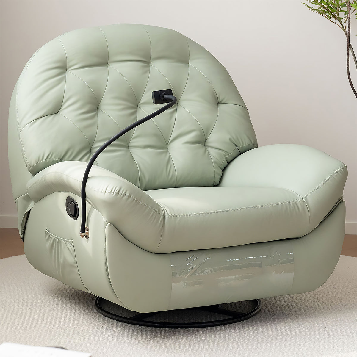 Half-Round Backrest Recliner Sofa with Phone Holder