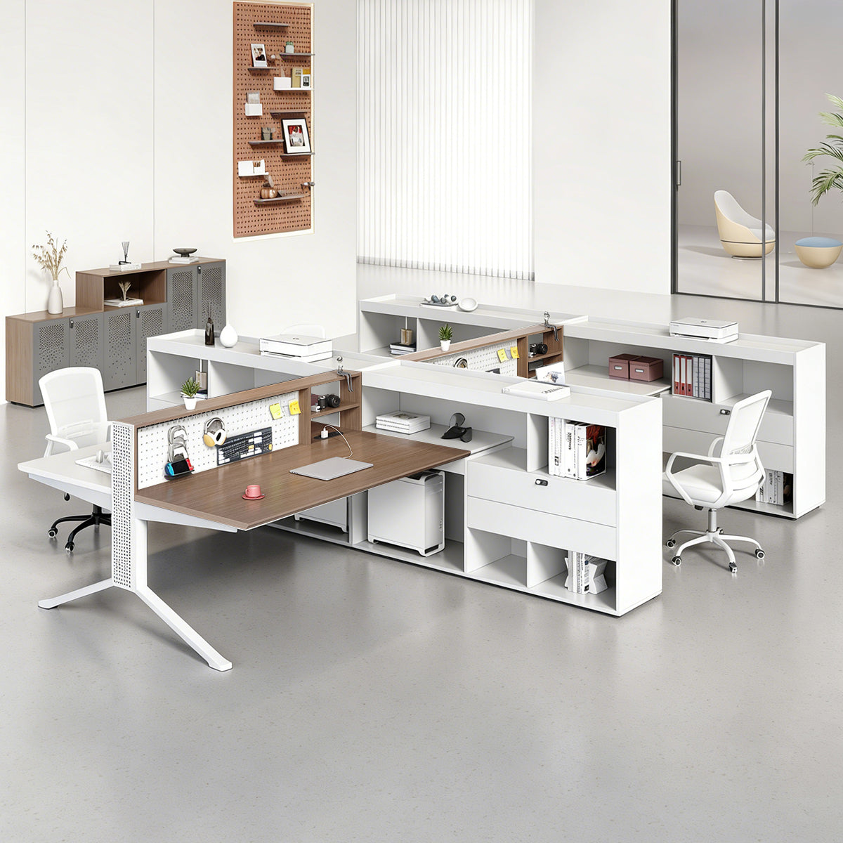 Modern Minimalist Office Desk with Built-In Outlets & Ample Storage