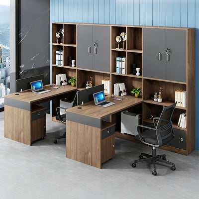 Space-Saving Office Desk with Privacy Panel and Storage for Open Offices