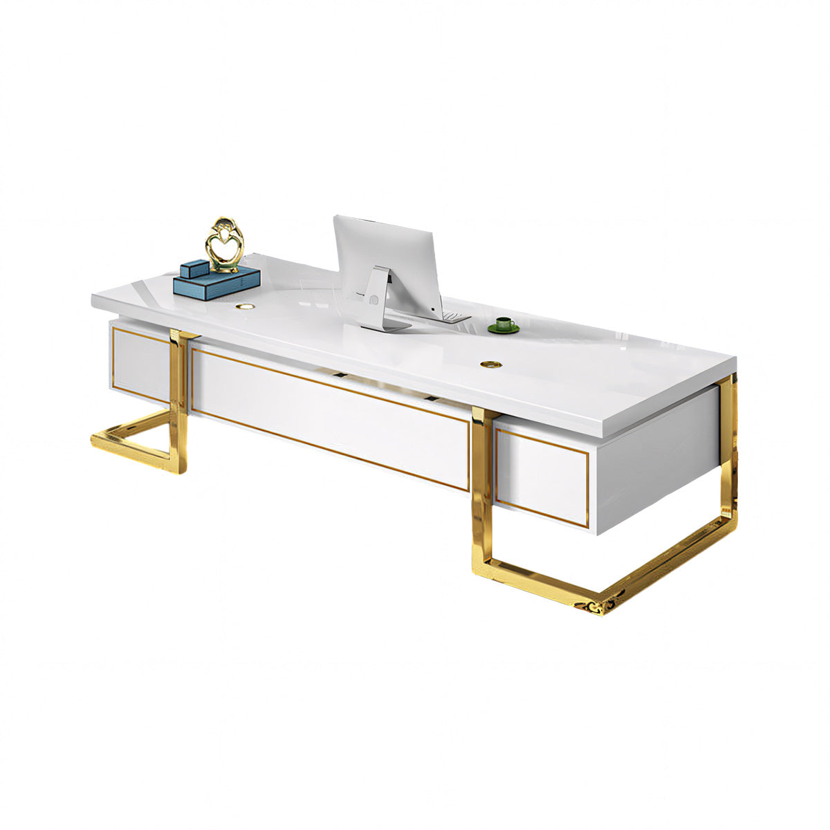 White Lacquered Executive Desk Office Desk