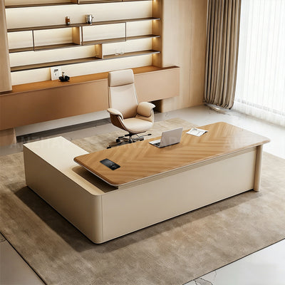 Executive Desk 63–126 in Wide with Cable Management, File Drawers, Privacy Panel & Steel Frame