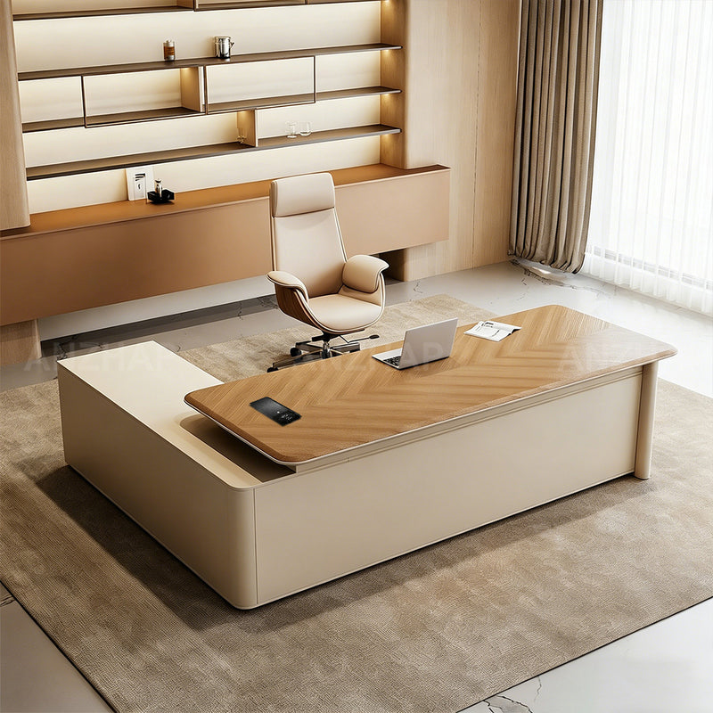 Executive Desk 63–126 in Wide with Cable Management, File Drawers, Privacy Panel & Steel Frame