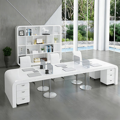 Spacious Office Desk with Thick Desktop and Mobile Drawers for Workspaces