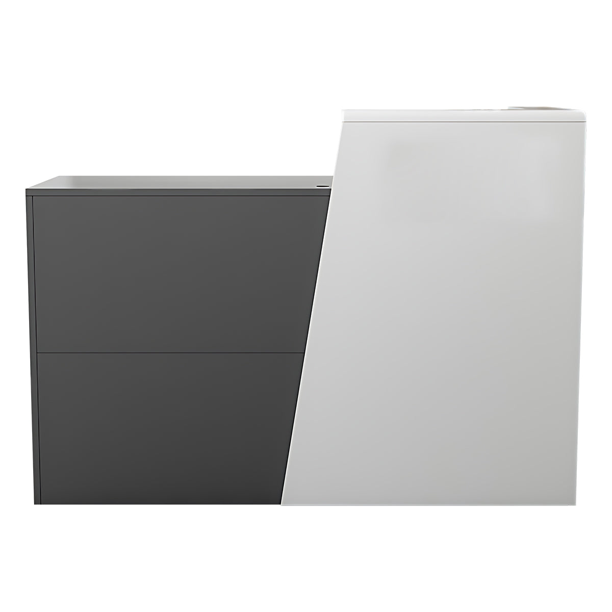 Clean and Professional Reception Desk with High-Quality Drawers and Storage Compartments