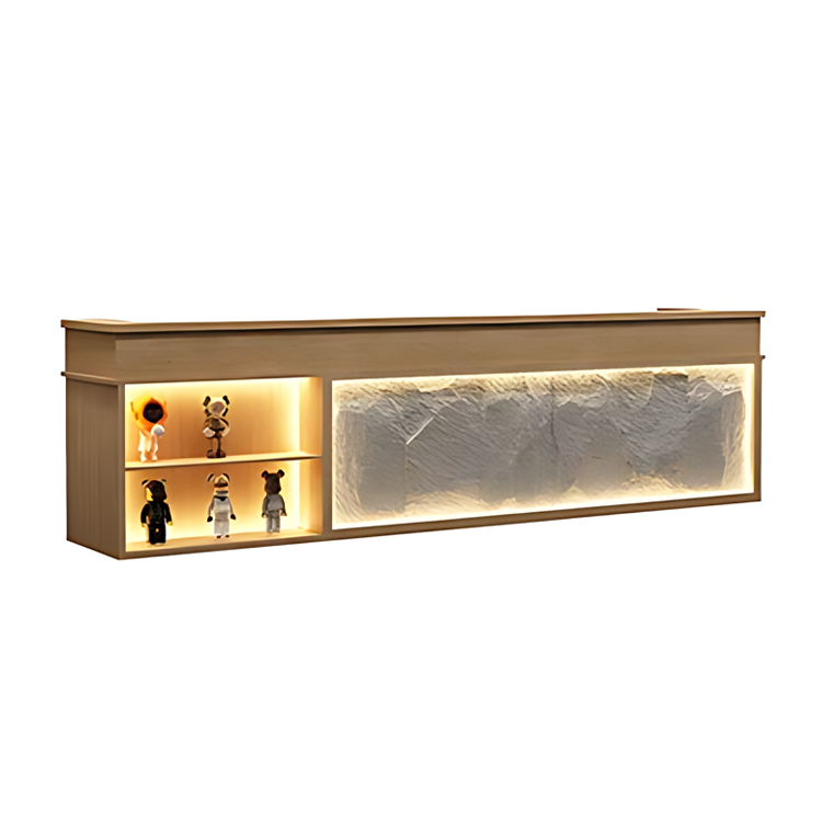 Retro Rectangular Reception Desk with LED Strip Lighting