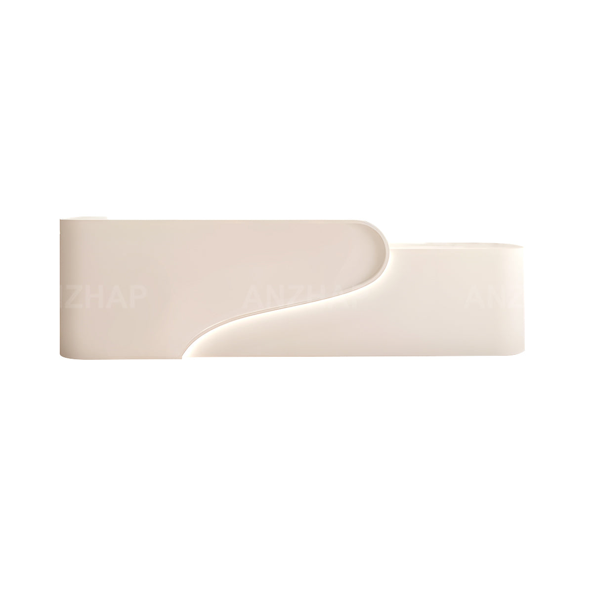 Modern Reception Desk with Rounded Corners, LED Lighting & Storage