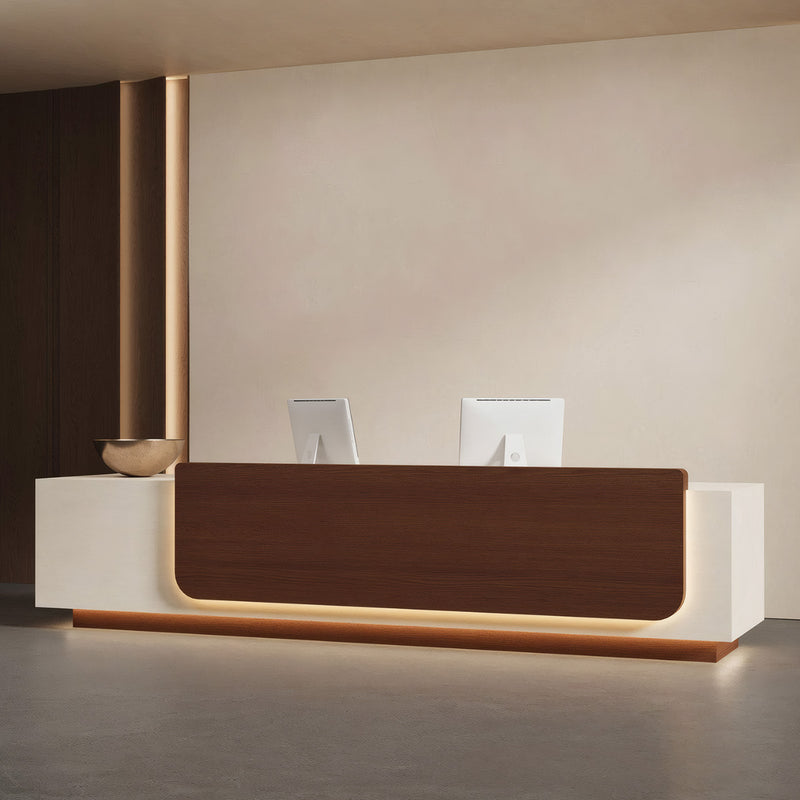 Classic Front Desk with Front Panel for Hotels and Offices