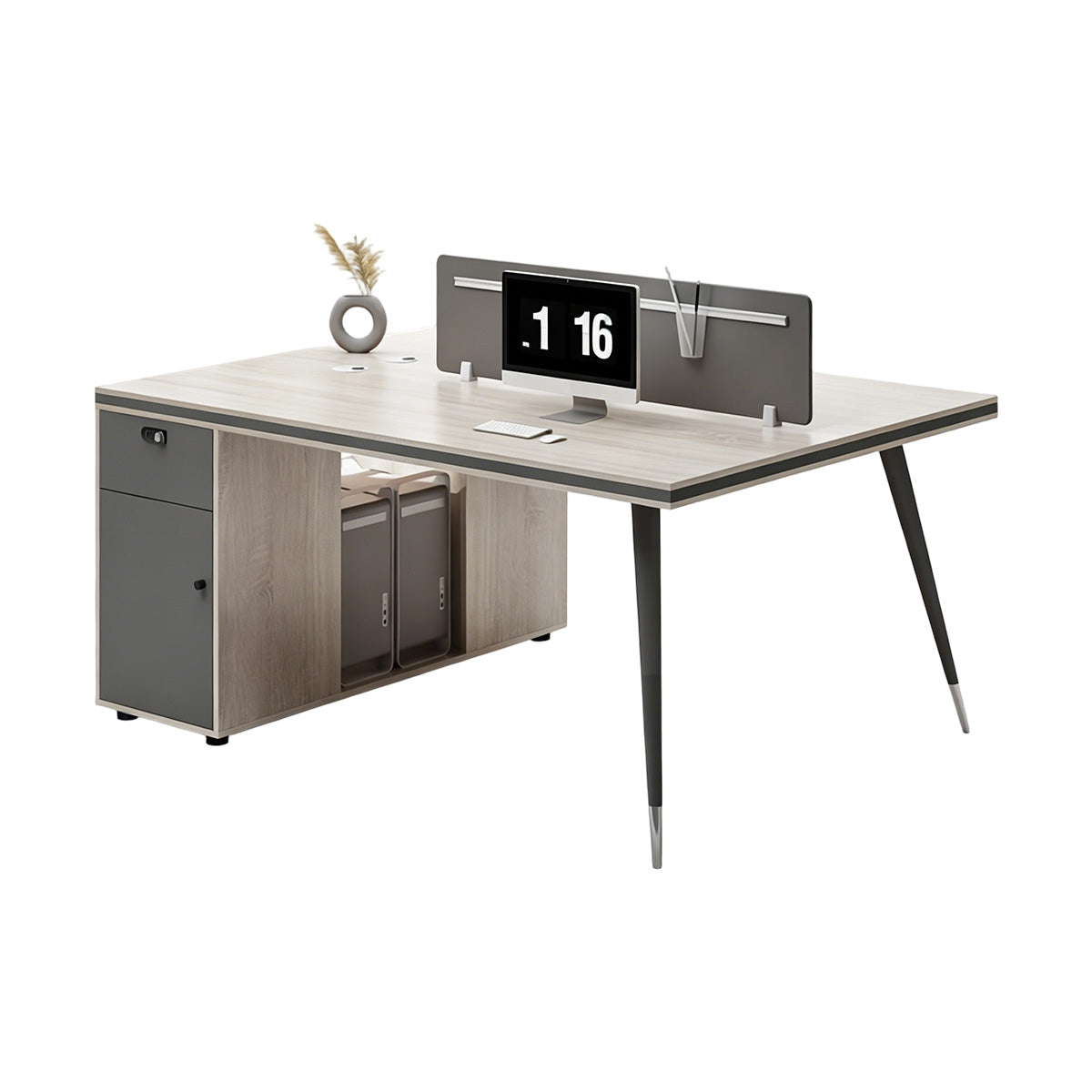Thickened Desktop, Simple Office Desk and Chair Set with Screen Divider