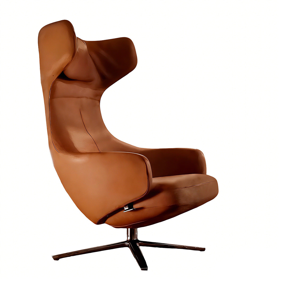 Ergonomic Luxury Lounge Chair with Stainless Steel Base and Headrest