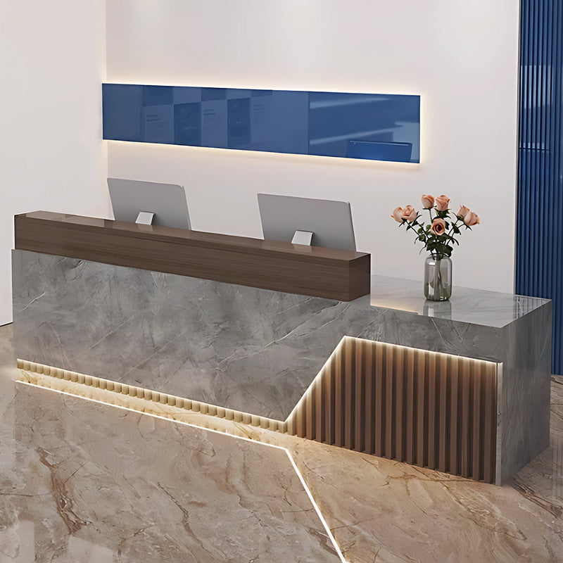 Modern Reception Desk LED Lighting Storage Eco Friendly for Salon Office