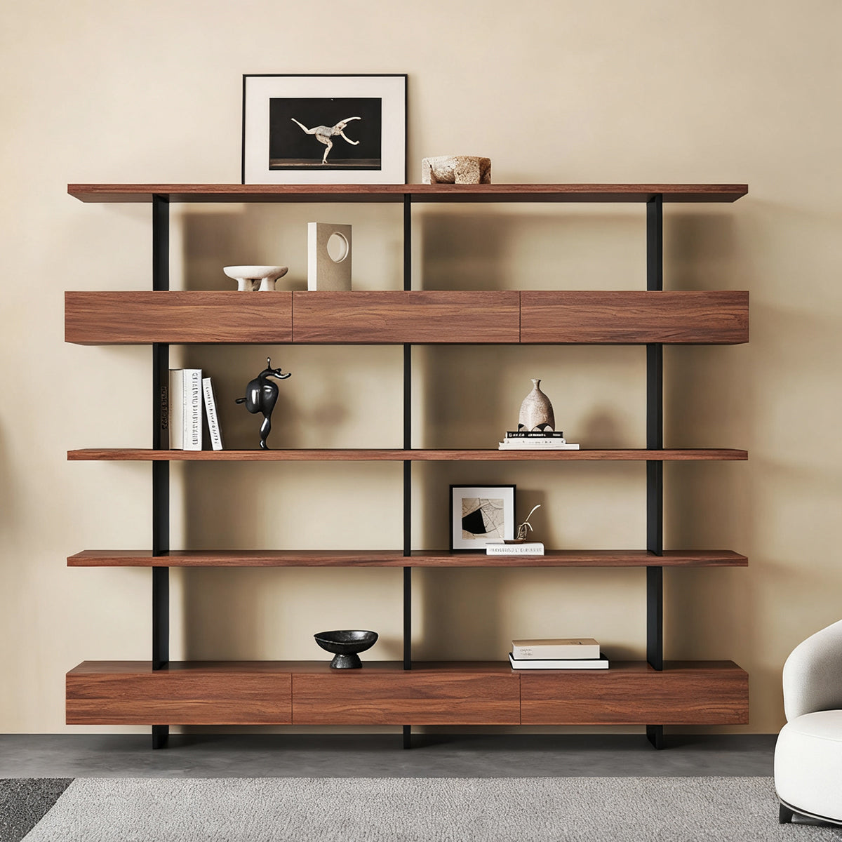 Eco-Friendly Wooden Bookshelf, Modern Storage with Multi-Layer Shelves