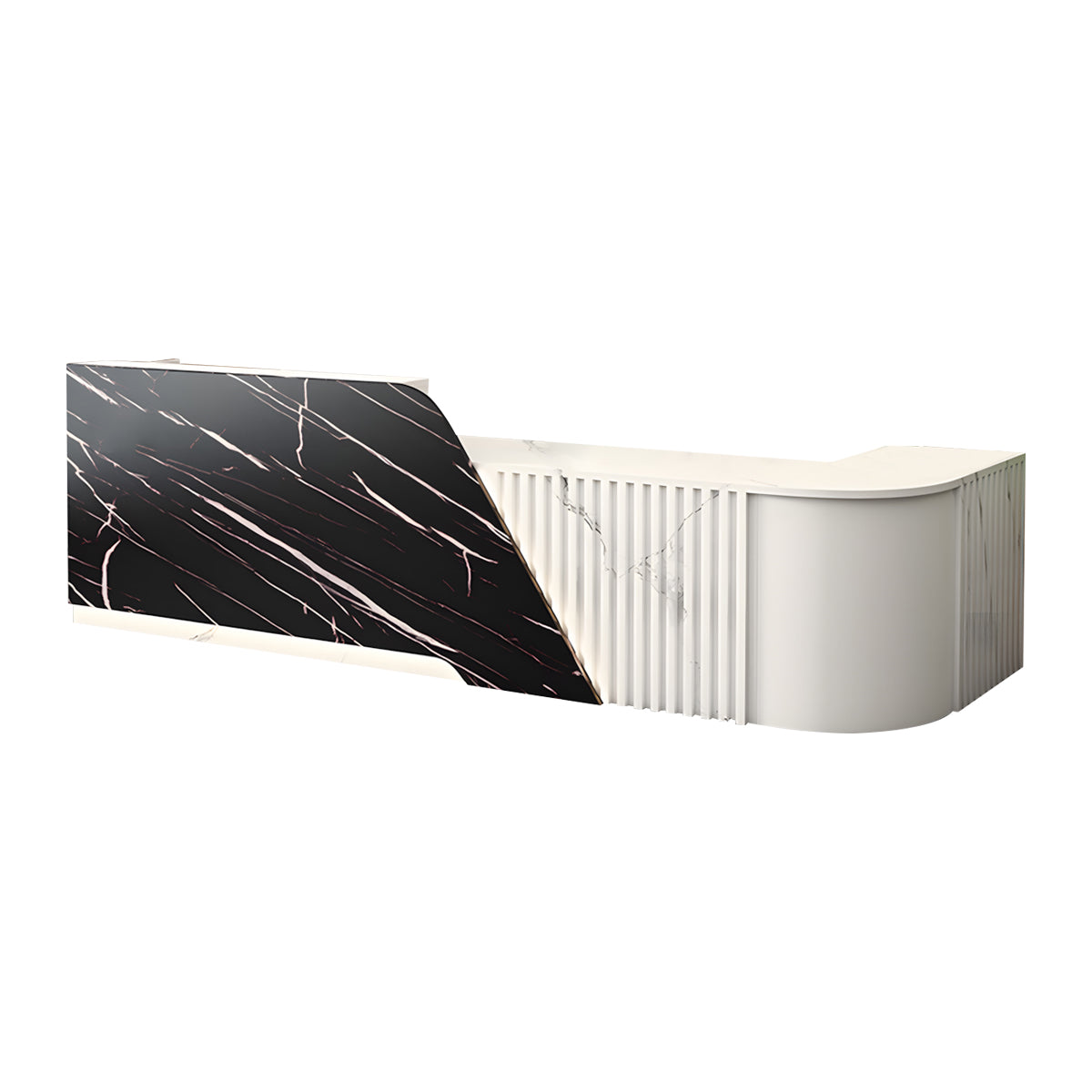 Reception Desk, Black Textured + White Textured Corner on the Left, Black Textured + White Textured finish, L63" x W24" x H39", for reception area or...