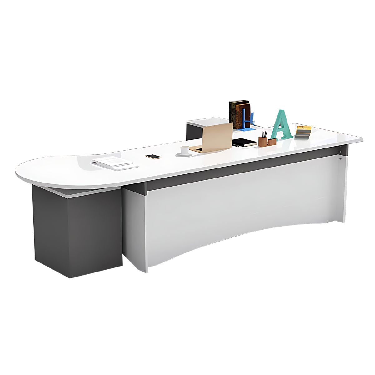 Modern Executive Desk 55–87 in Wide with File Drawers & for Corner Office