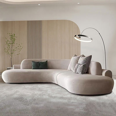 Beige Nordic-Style Sofa with Curved Design