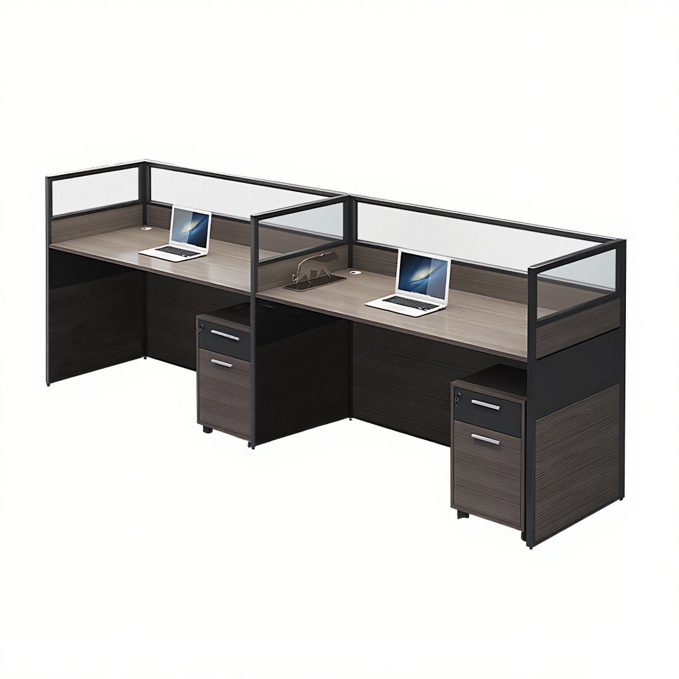 Minimalist Office Desk with Screen Partition, Four Seater
