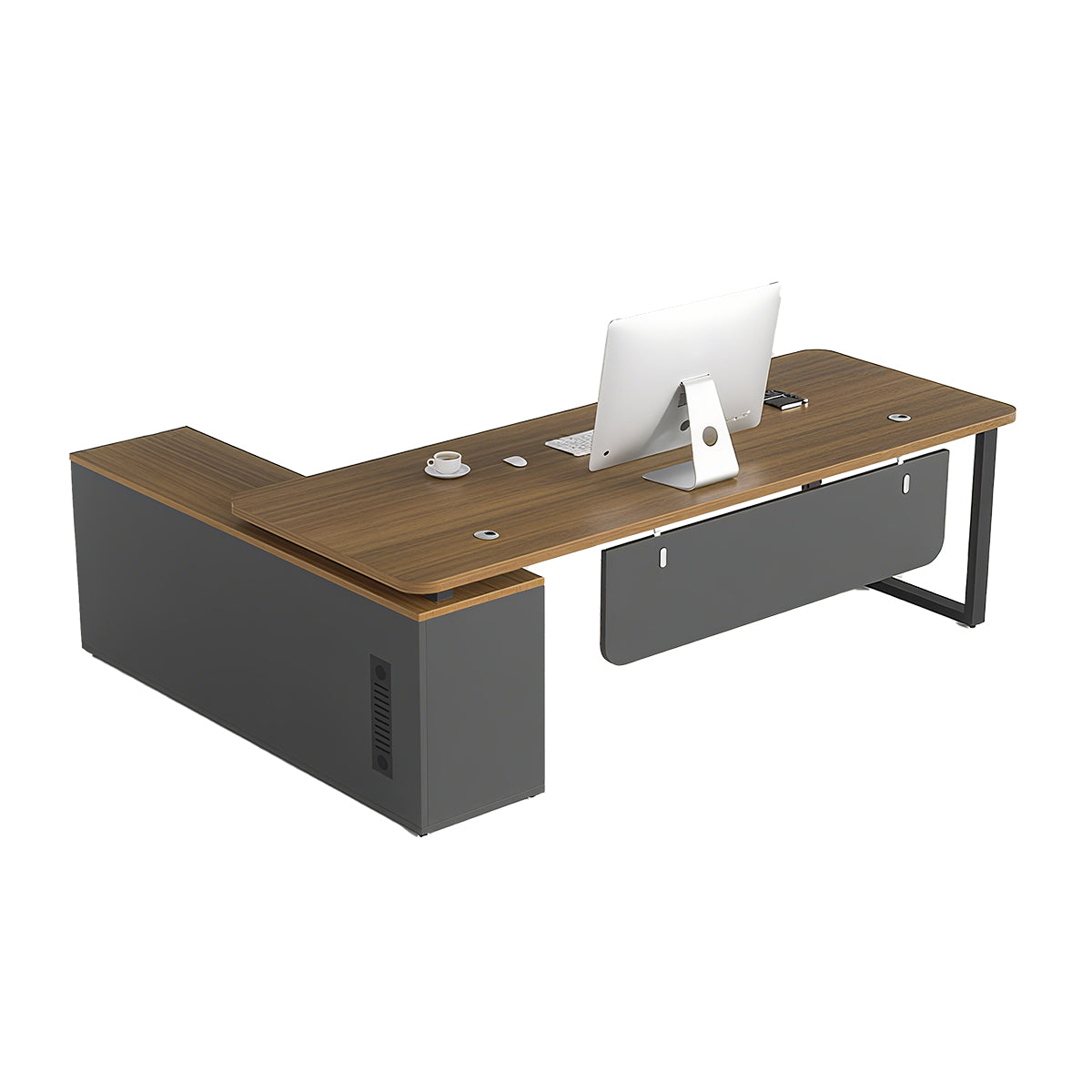 Minimalist Spacious Employee Desk with Sturdy Large Side Cabinet and Robust Legs