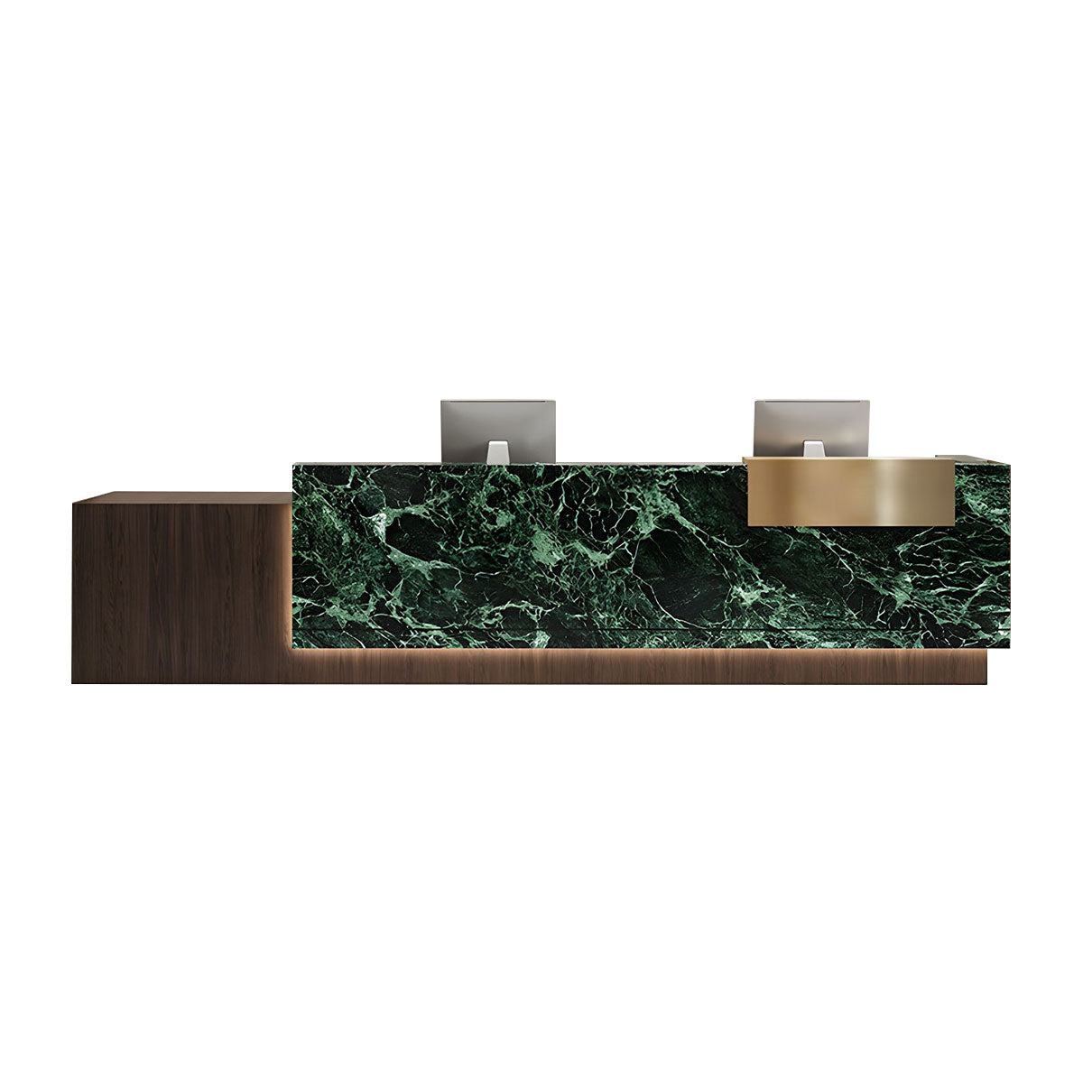 Modern Marble Reception Desk with LED Lights and Storage Cabinets