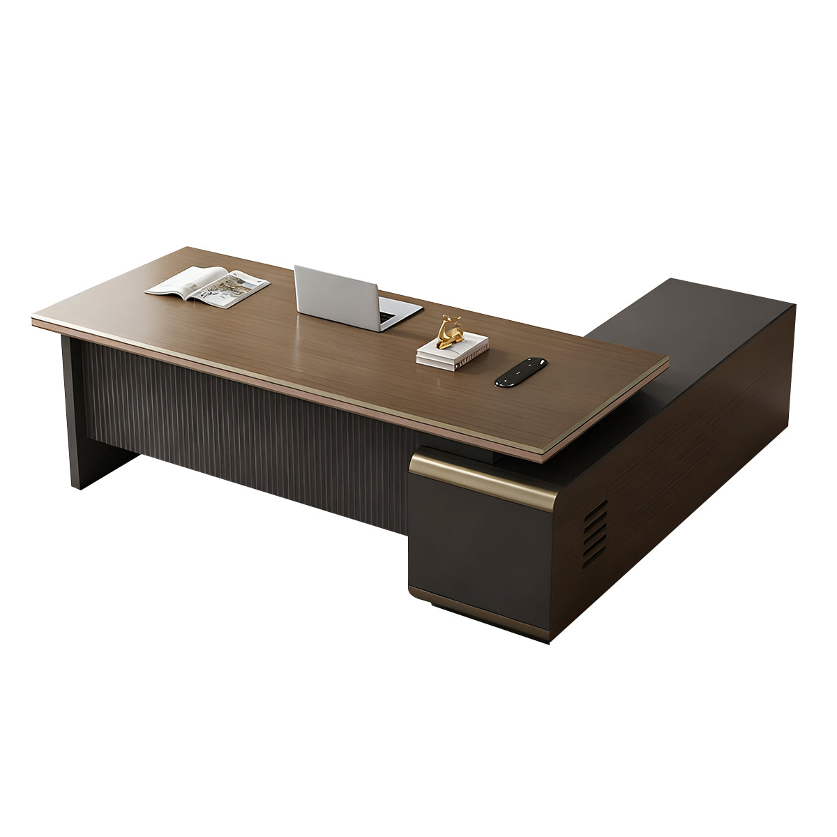 Premium Executive Office Desk with Cable Management and USB Fan, Eco-Friendly