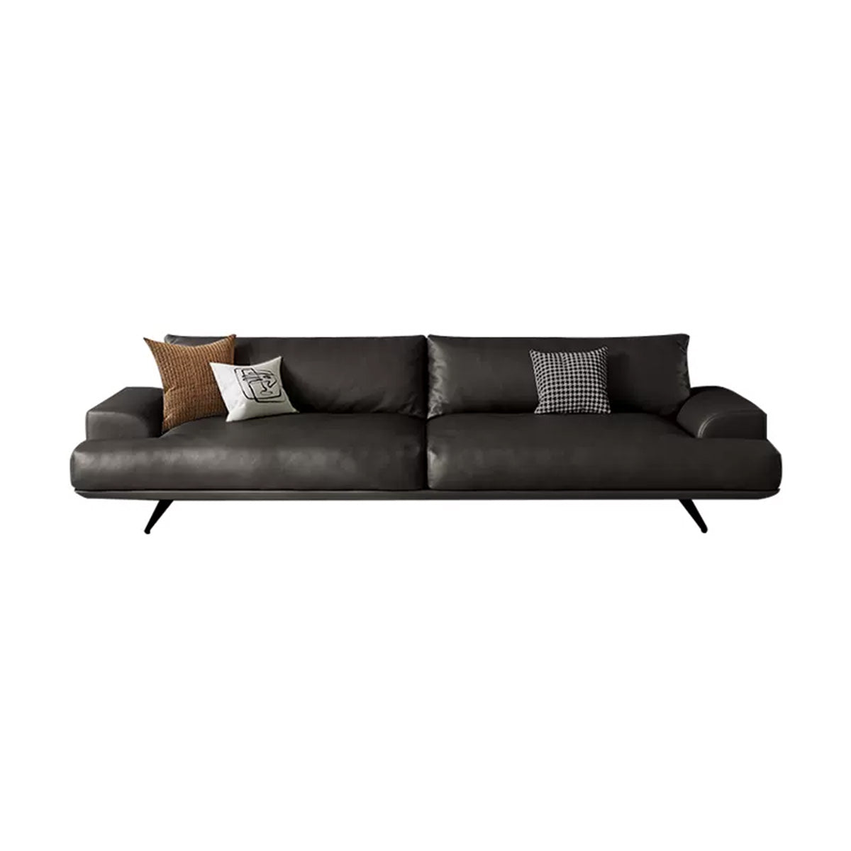 Italian-Style Leather Sofa with Wide Armrests