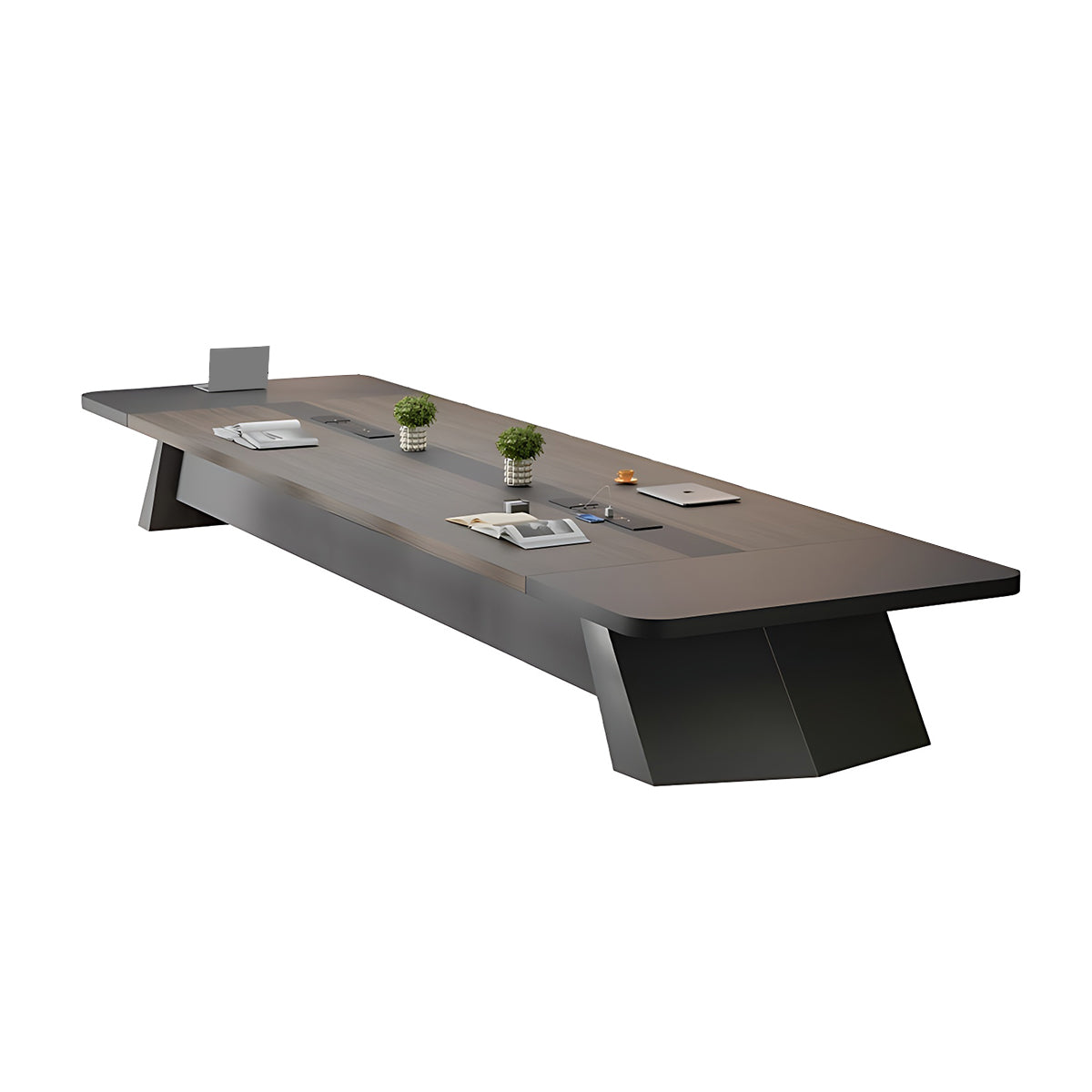 Modern Elegant Two-Tone Conference Table with Sturdy Angled Legs and Spacious Surface