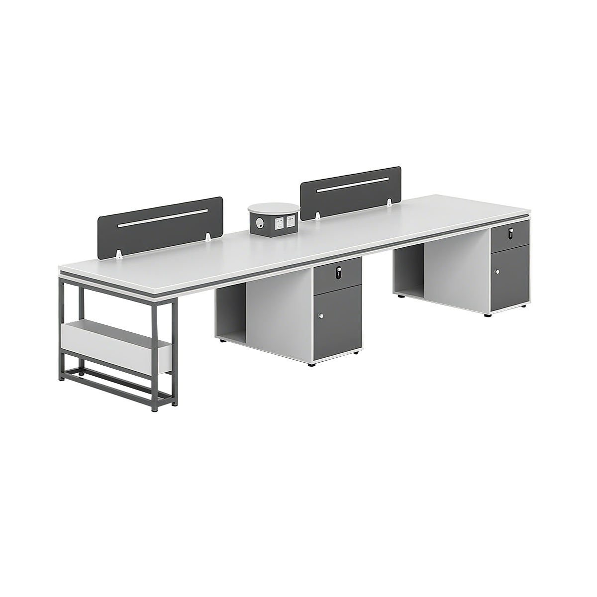 Stylish Multi-Functional Black and White Cubicle Desk with Sturdy Steel Frame Legs and Practical Privacy Panel