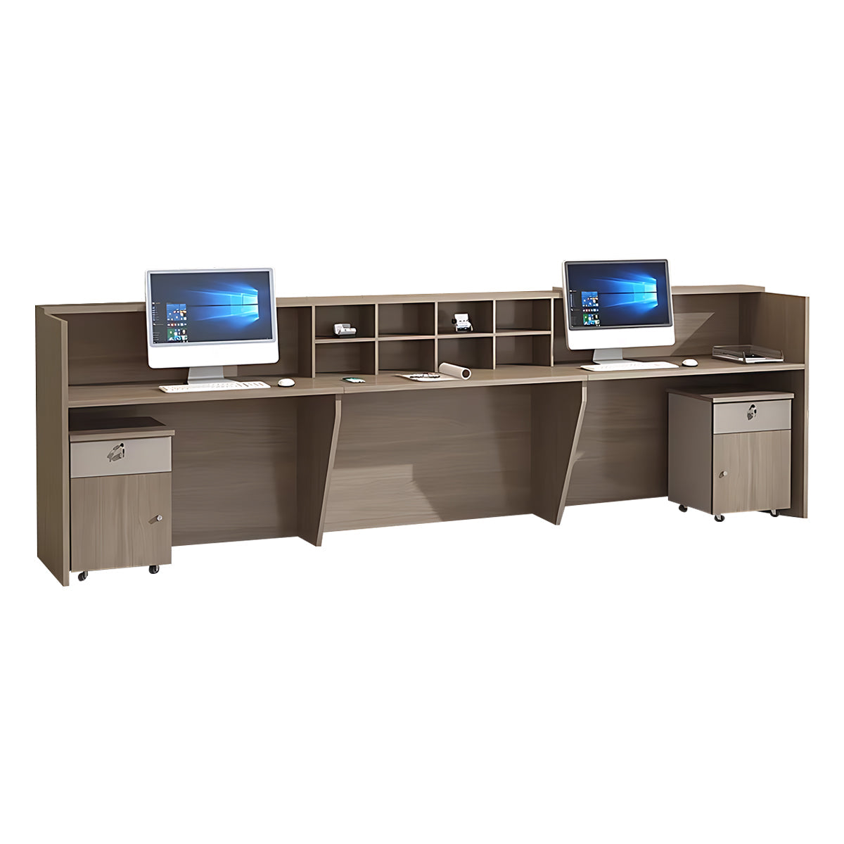 Stylish Business Reception Desk with Reinforced Desktop and Storage Compartments