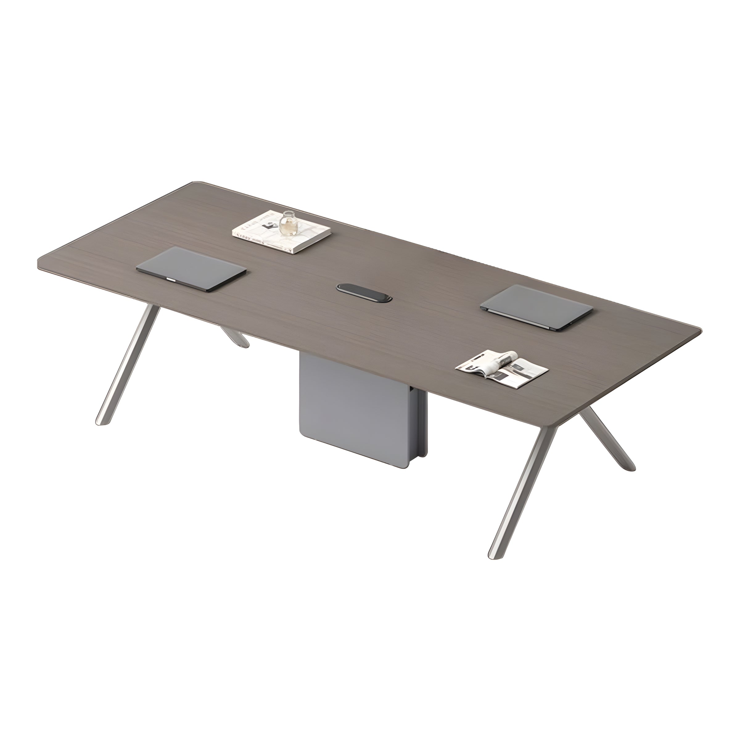 Modern Eco-Friendly Conference Table with Sturdy Steel Legs and Cable Organizer