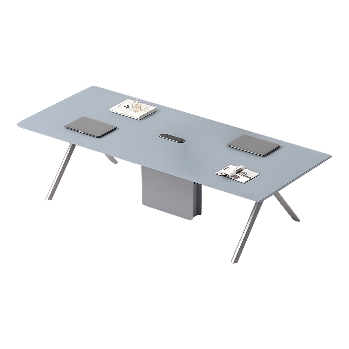 Modern Eco-Friendly Conference Table with Sturdy Steel Legs and Cable Organizer