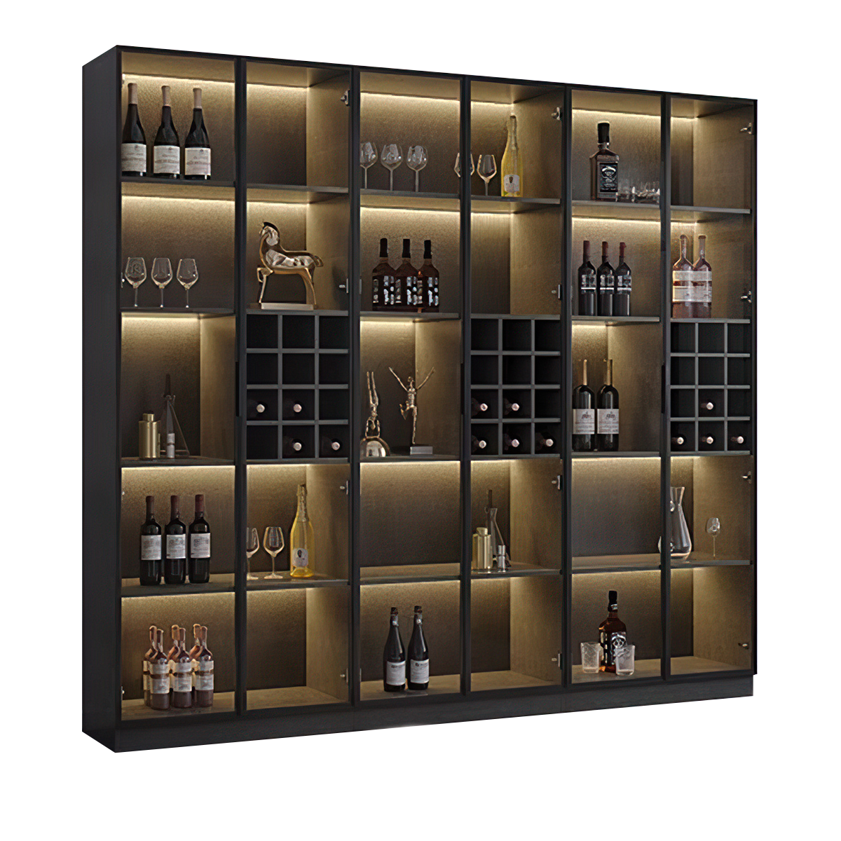 Italian-Inspired Luxurious Black Multi-Functional Display Cabinet