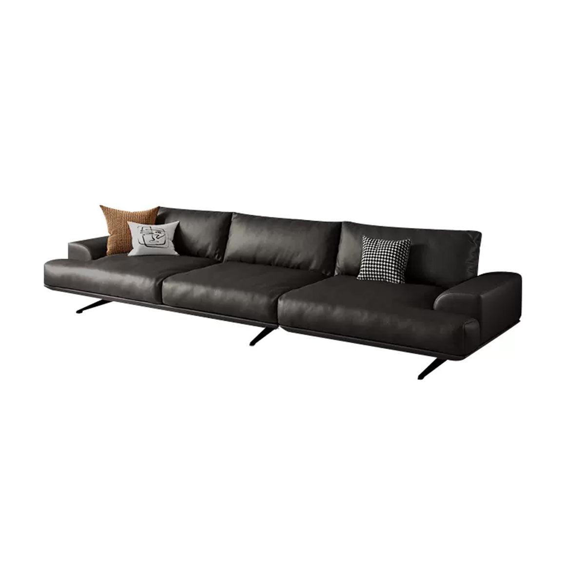 Italian-Style Leather Sofa with Wide Armrests