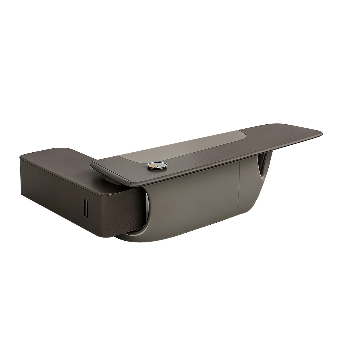 Luxury Executive Desk with Walnut Veneer & Floating Side Cabinet