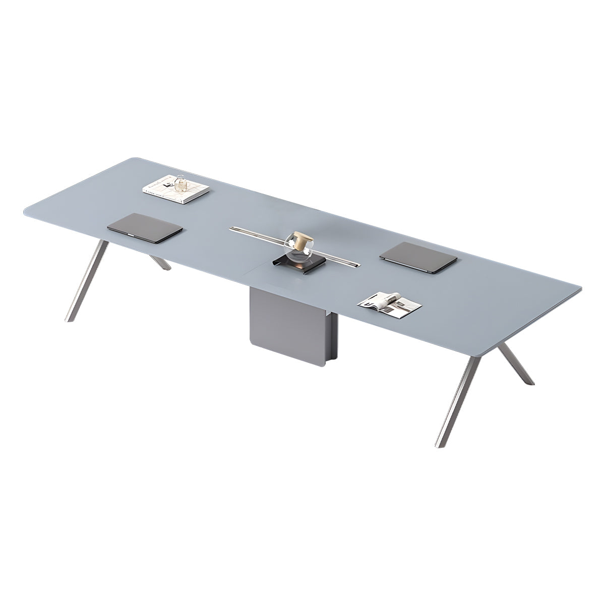 Modern Eco-Friendly Conference Table with Sturdy Steel Legs and Cable Organizer