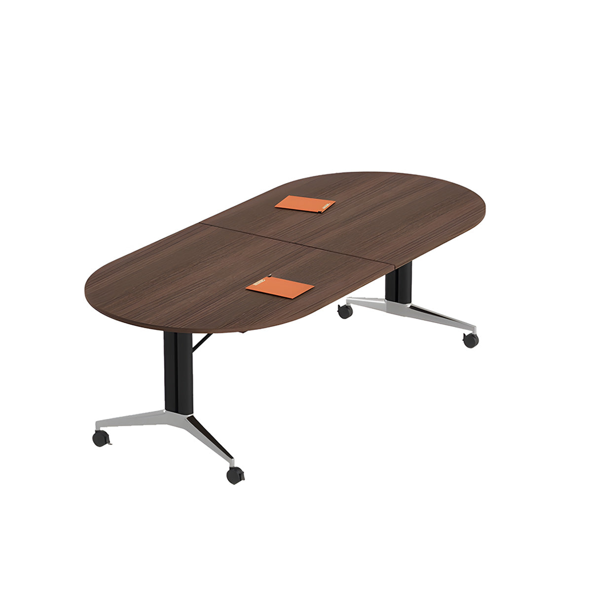 Folding Conference Table with Oval Top and Aluminum Legs for Offices