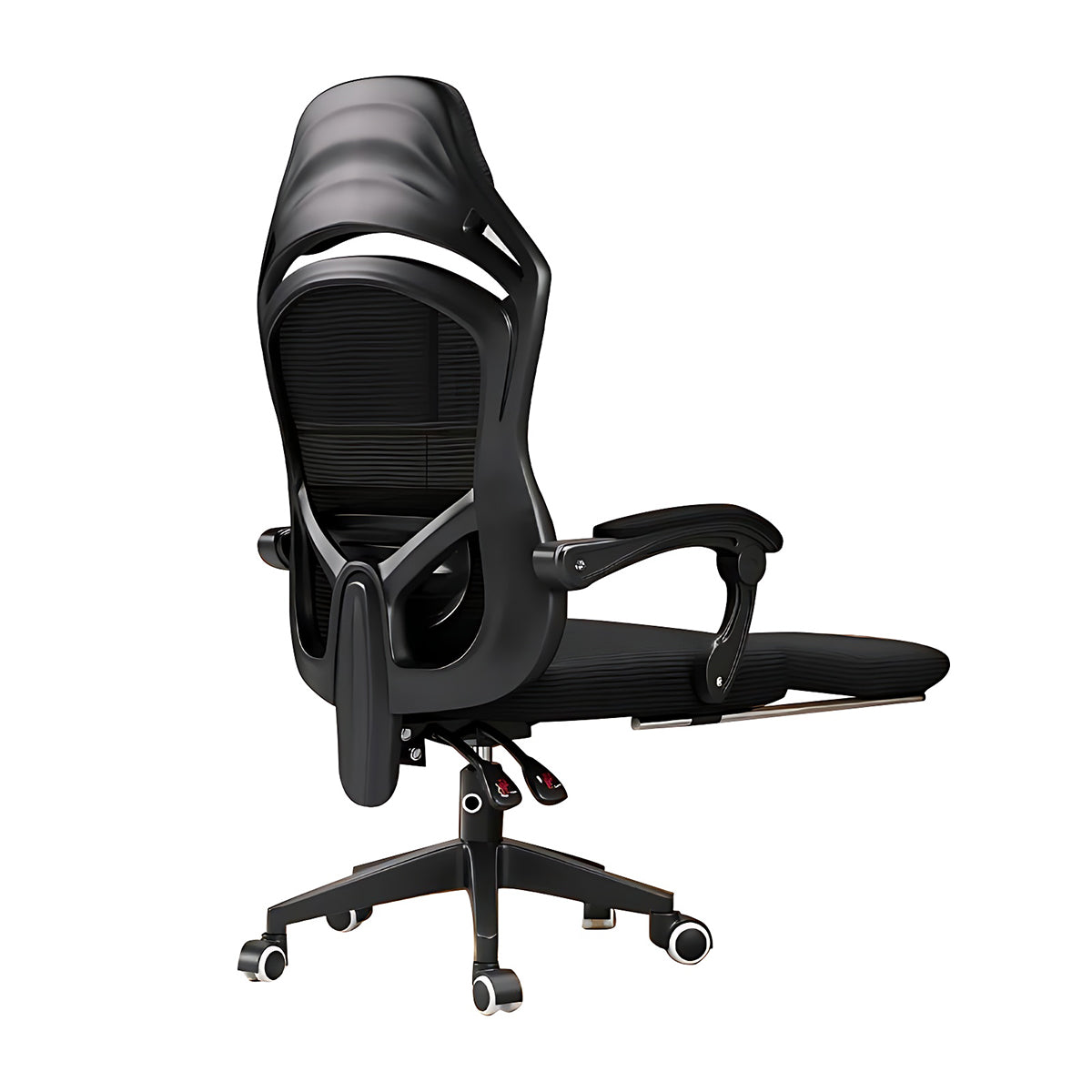Minimalist Stylish Black Office Chair with Comfortable Headrest and Thick Hidden Footrest