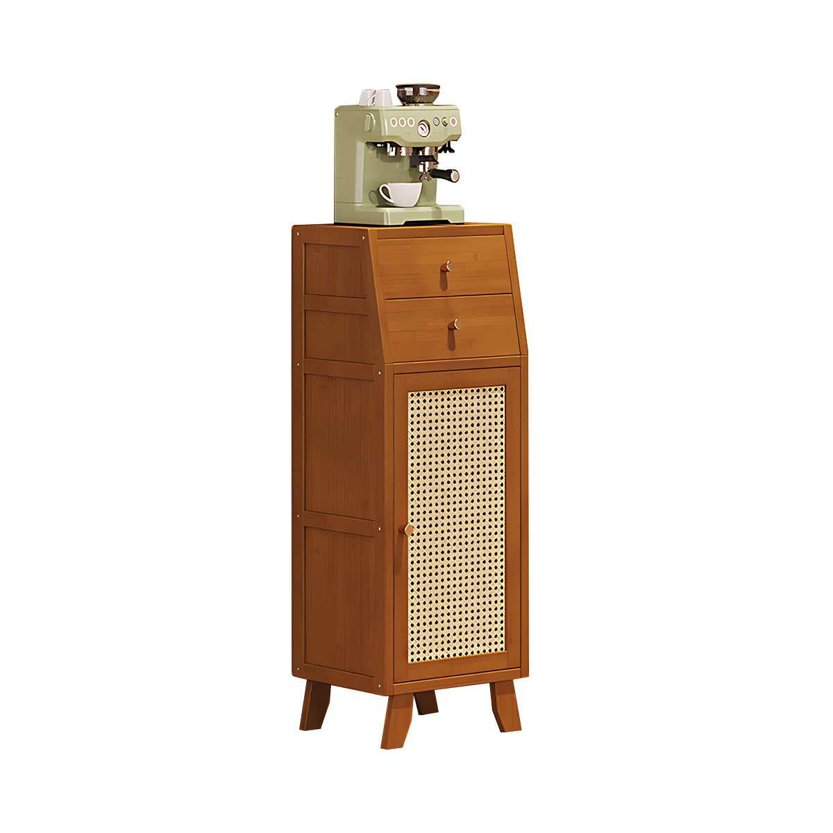 Eco-Friendly Bamboo Sideboard with Flip-Top Drawers and Storage Compartments