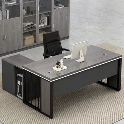 Modern Office Furniture Large Executive Desk in Gray Oak Color