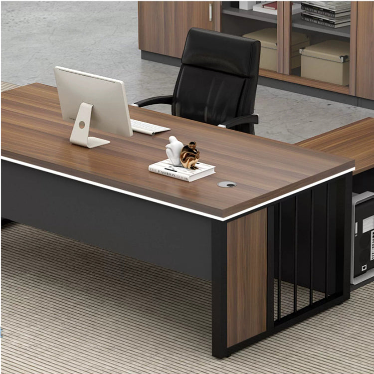 Modern Office Furniture Large Executive Desk in Gray Oak Color